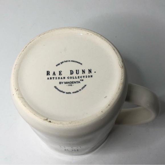 Rae Dunn Hop To It Large White Ceramic Rabbit Mug 16 oz Black Letters HTF - Picture 6 of 6